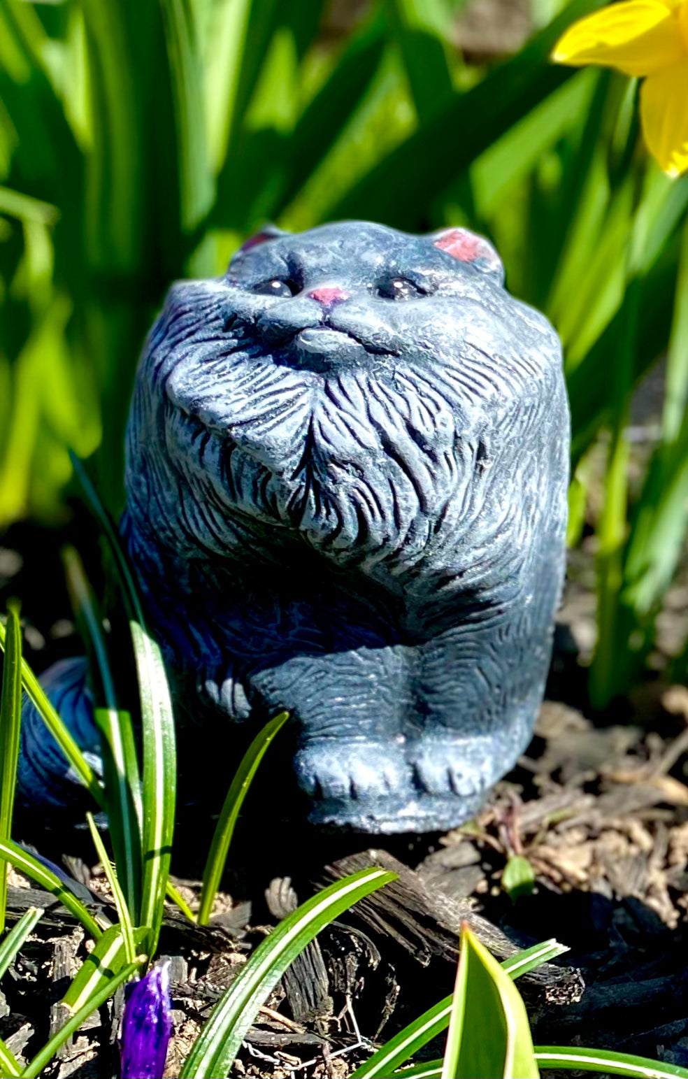 Cat Statue, Cat Ornament, Long Haired Cat Statue, Indoor/Outdoor Statue