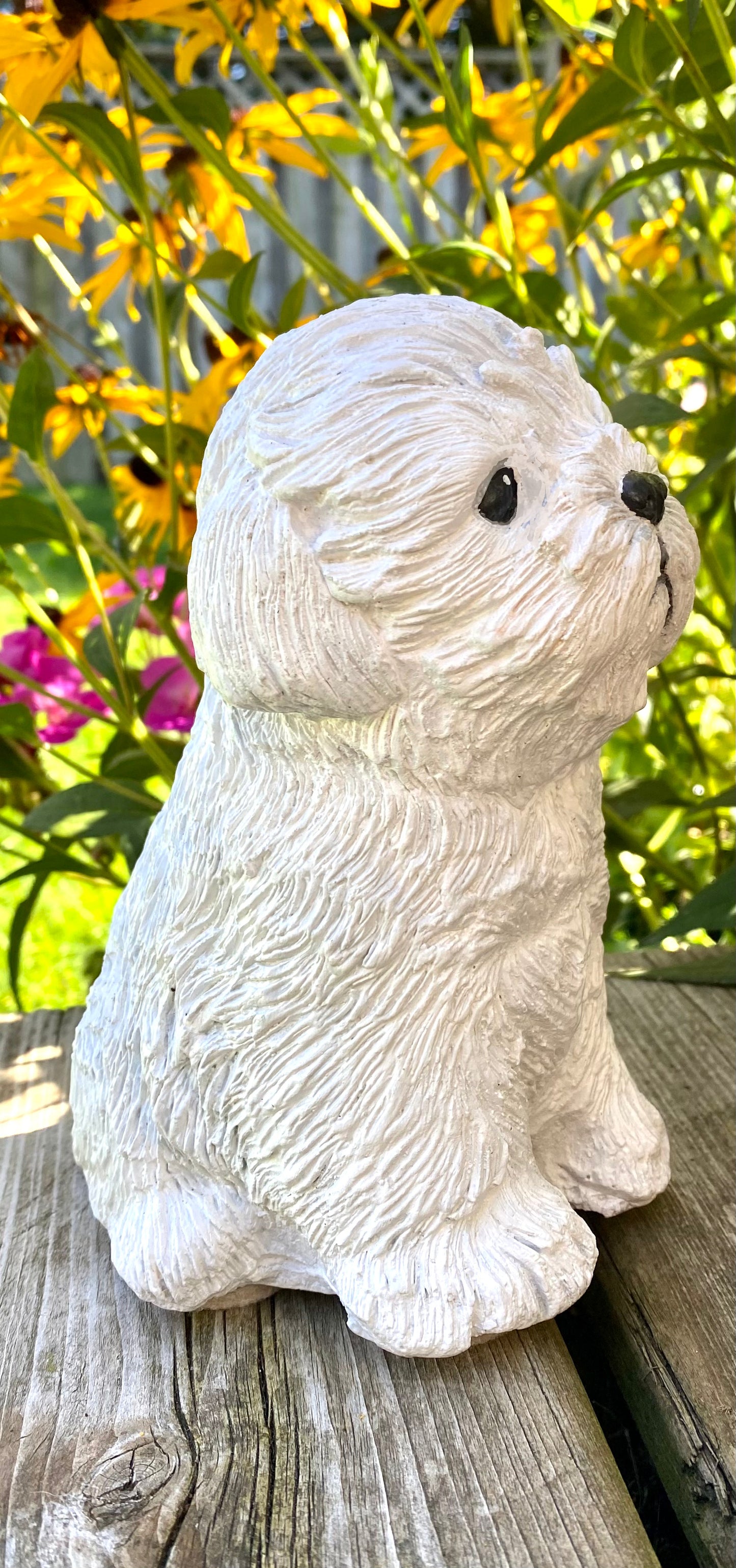 Shih Tzu/Maltese Dog Concrete Garden Statue, Shih Tzu/Maltese Dog Indoor/Outdoor Statue