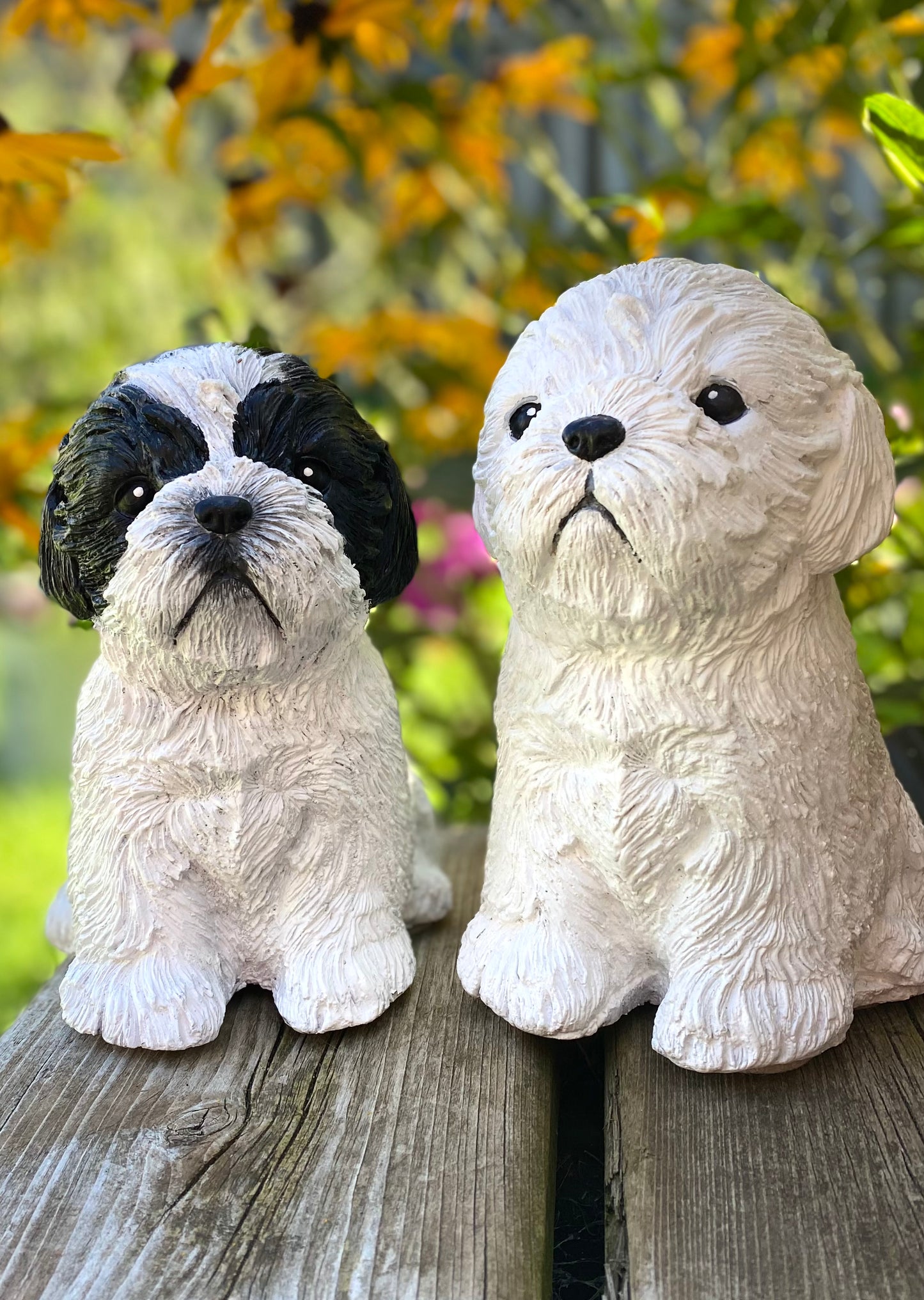 Shih Tzu/Maltese Dog Concrete Garden Statue, Shih Tzu/Maltese Dog Indoor/Outdoor Statue
