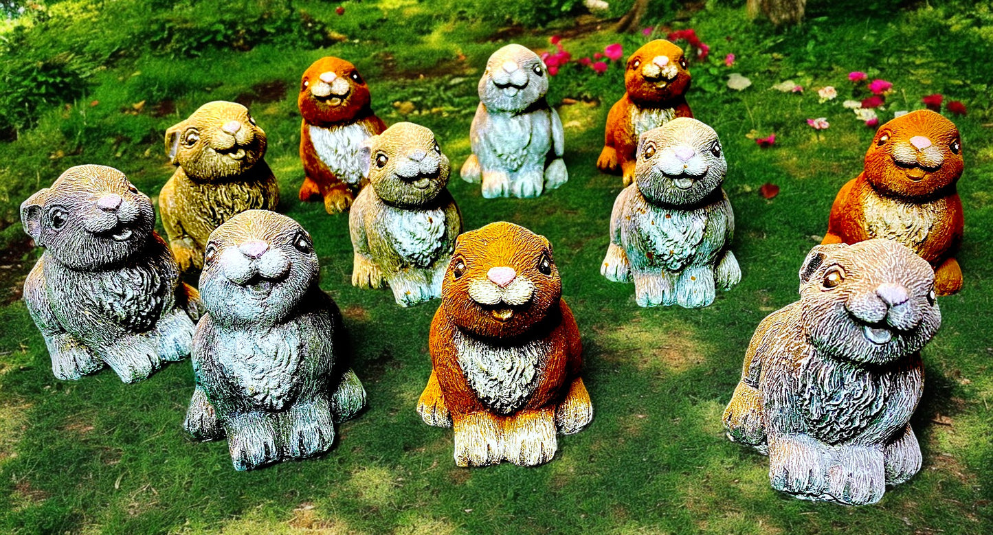 Bunny Statue Ornament, Rabbit Statue, Happy Bunny Garden Statue, Hare Statue, Indoor/Outdoor Statue