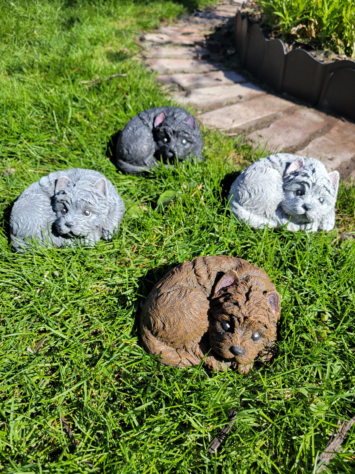 Dog Concrete Statue, Shy Dog Indoor/Outdoor Concrete Dog Statue