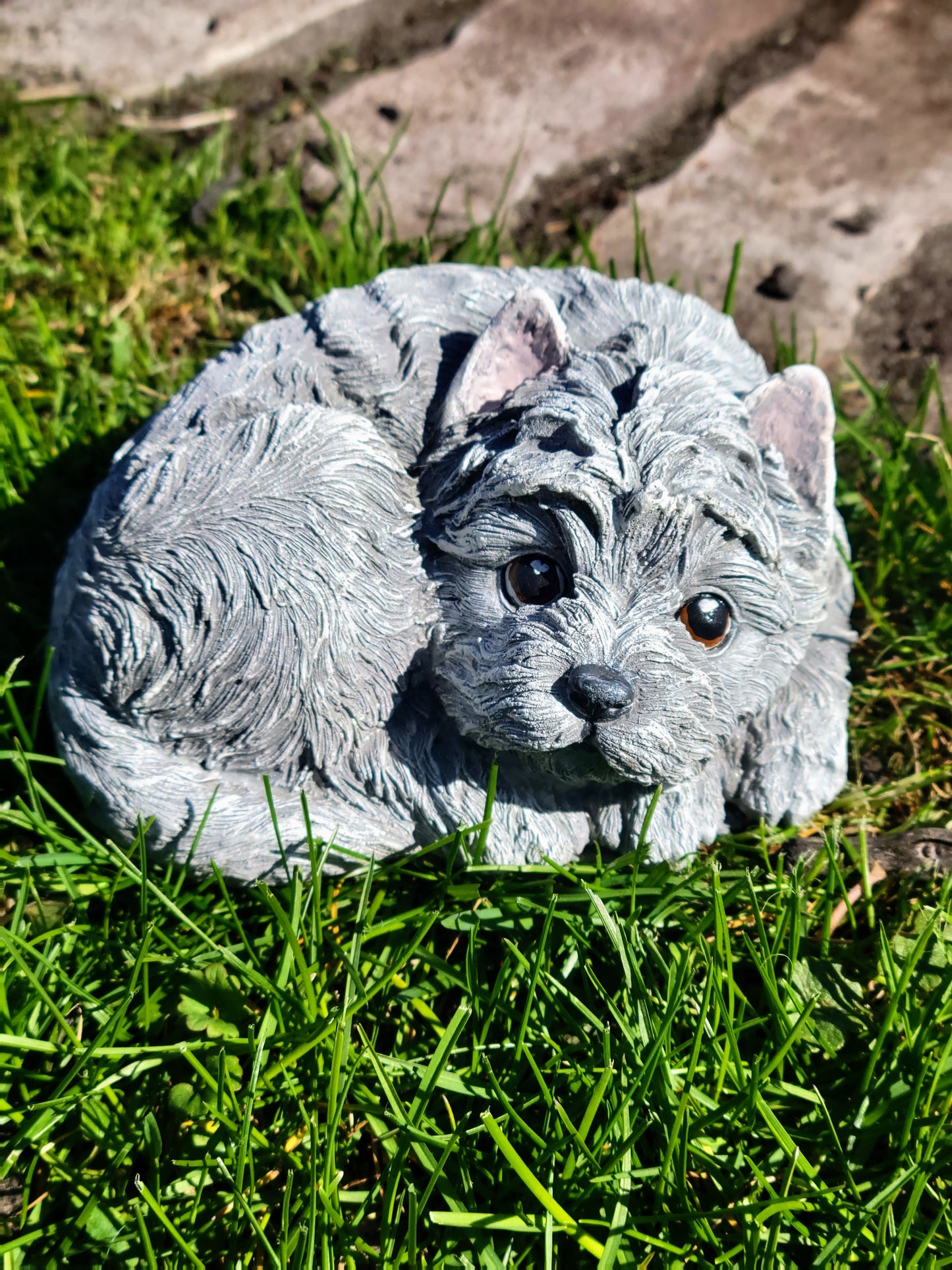 Dog Concrete Statue, Shy Dog Indoor/Outdoor Concrete Dog Statue