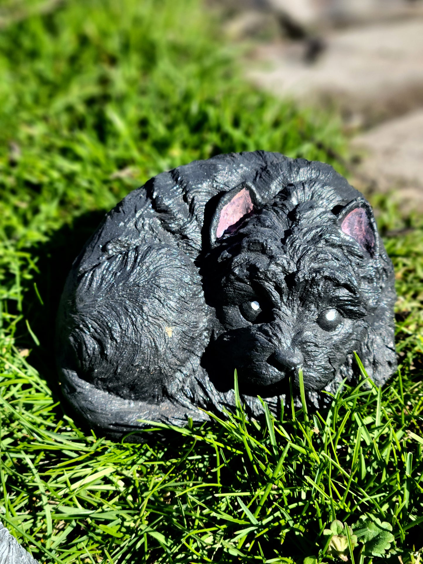 Dog Concrete Statue, Shy Dog Indoor/Outdoor Concrete Dog Statue