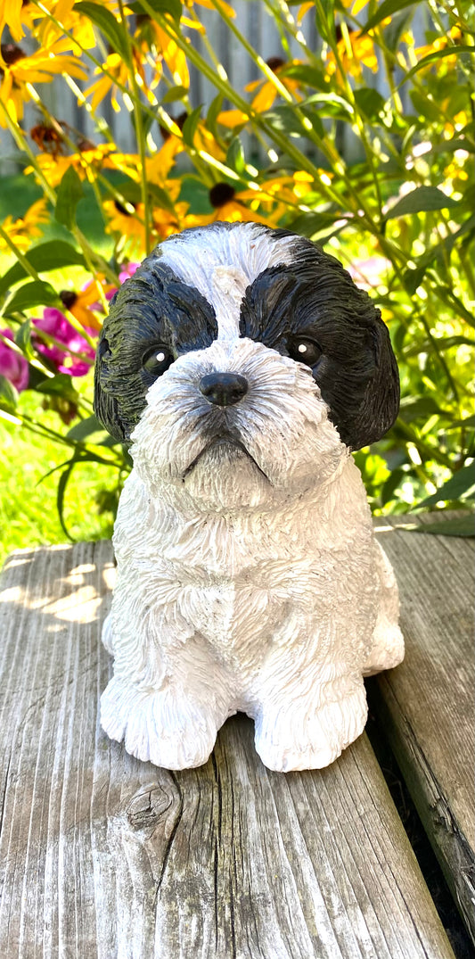 Shih Tzu/Maltese Dog Concrete Garden Statue, Shih Tzu/Maltese Dog Indoor/Outdoor Statue