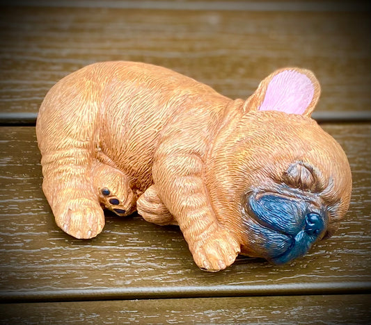 French Bulldog Sleeping Dog Concrete Statue, Frenchie Dog Statue, Ornament, Indoor/Outdoor Statue