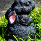 Black Garden Bunny Rabbit Statue Side View