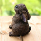 Brown Garden Bunny Rabbit Statue Left Side View