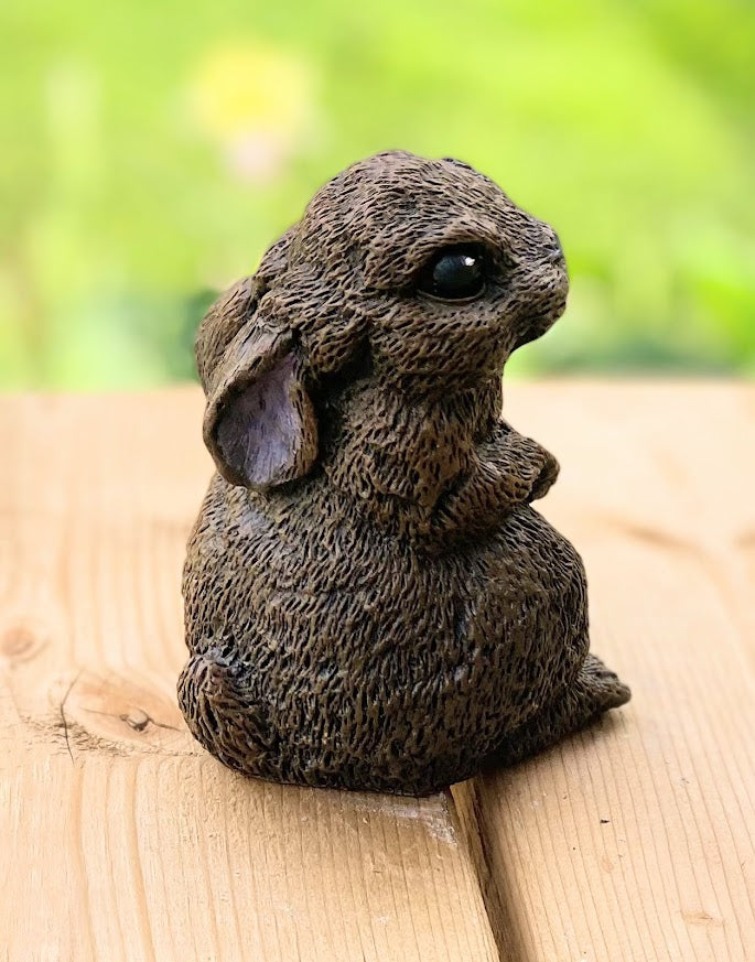 Brown Garden Bunny Rabbit Statue Right Side View