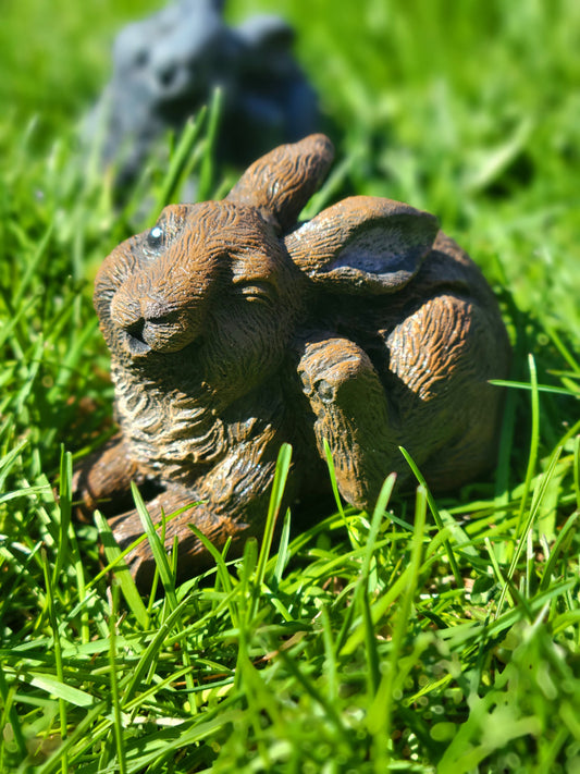 Brown Scratching Bunny Rabbit Garden Statue