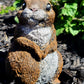 BrownwithwhitetummyConcrete Garden Bunny Rabbit Statue Front View