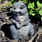 DarkGreywithwhitetummyConcrete Garden Bunny Rabbit Statue Front View