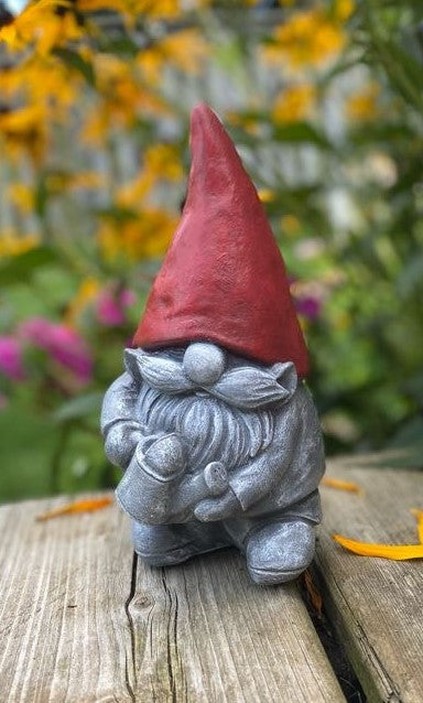 Gnome Statue, Garden Gnome, Gnome Ornament 6.25 inches (16cm) Red Hat & Monochrome