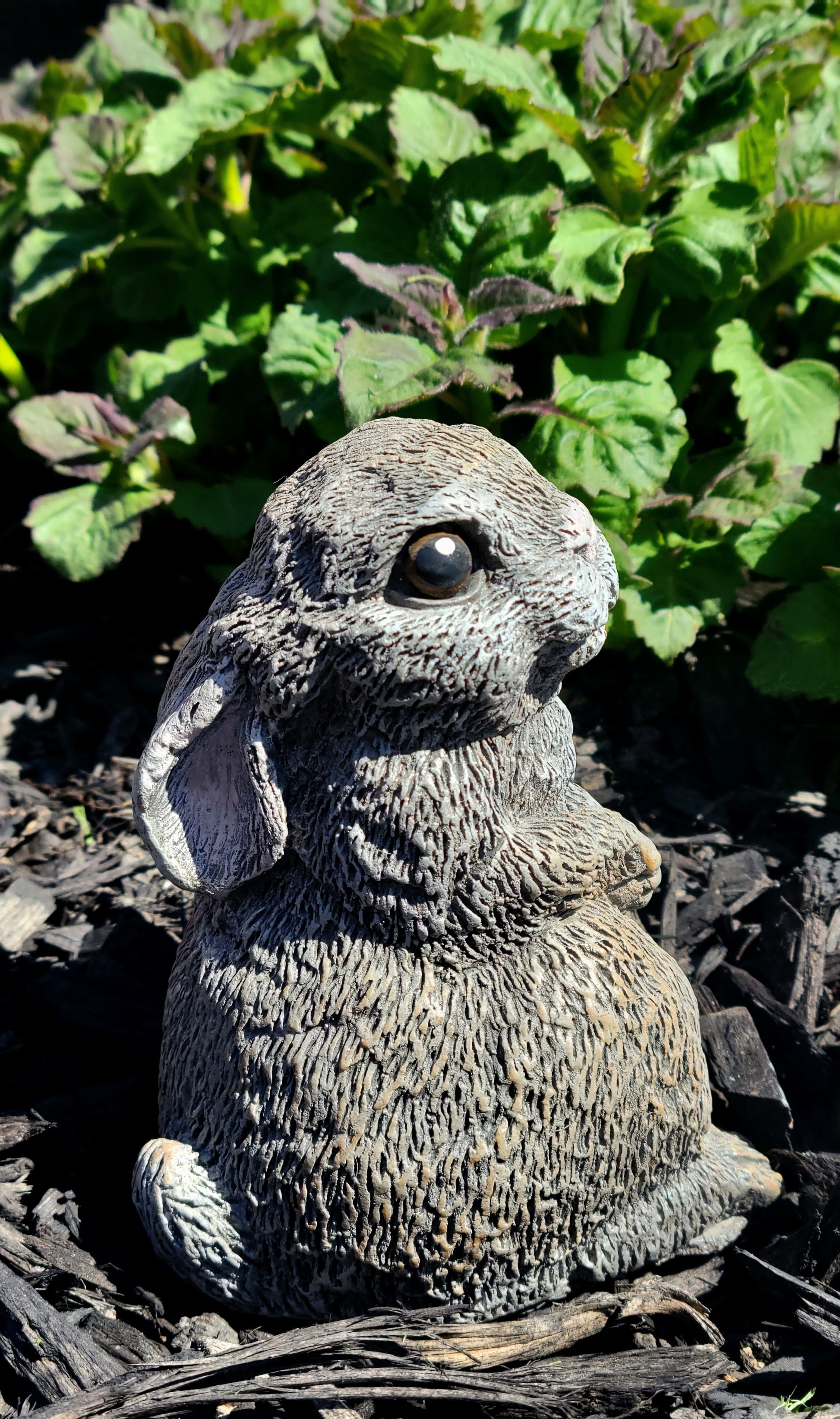 LightGreyConcrete Garden Bunny Rabbit Statue Side View