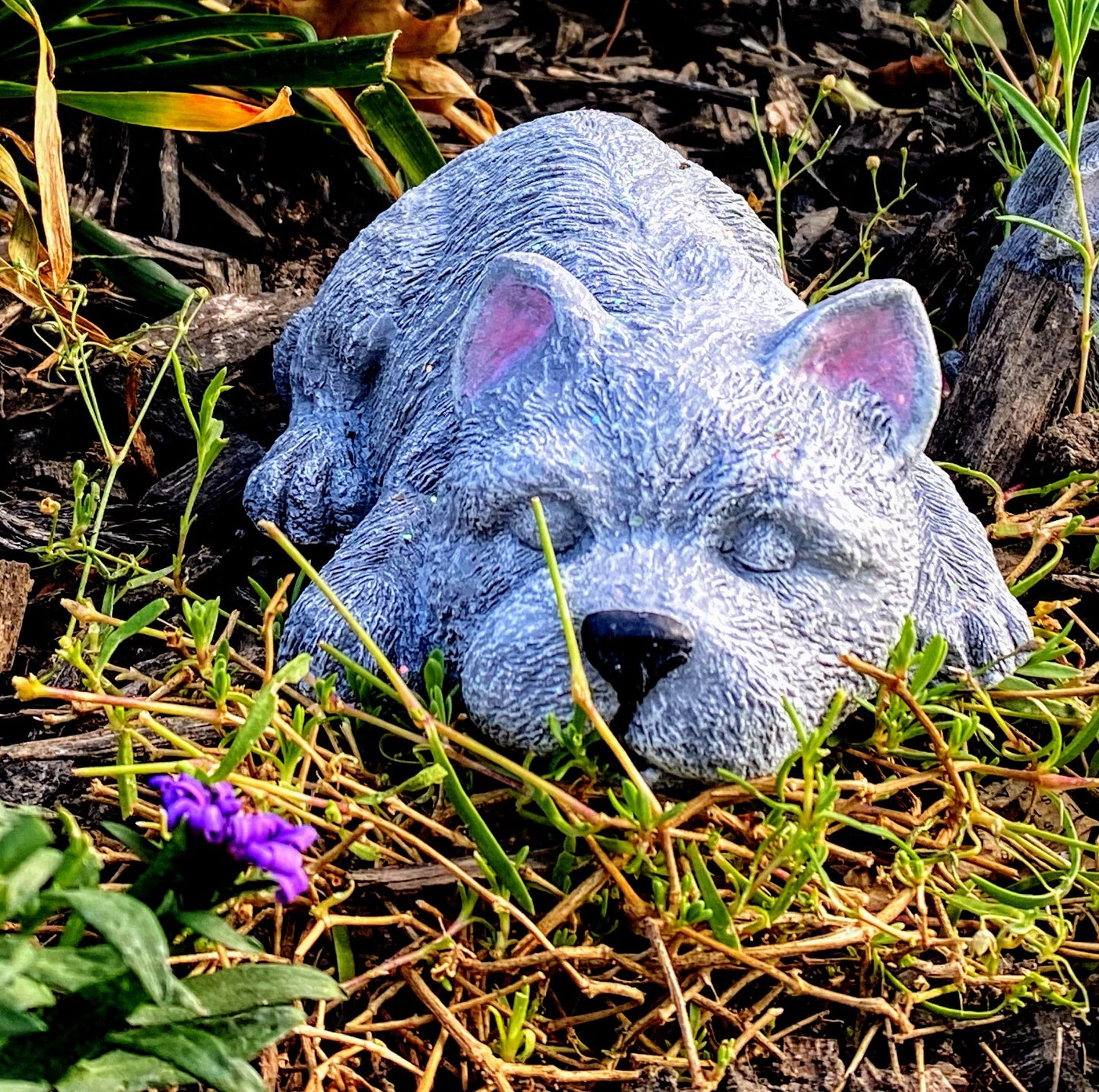 Dog Sleeping Concrete Statue, Sleepy Dog Statue, Dog Statue, Dog Ornament Indoor/Outdoor Concrete Statue